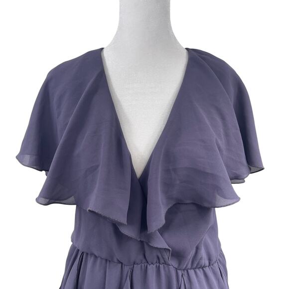 VTG 70s Purple Ruffled Midi Party Dress Sz 6 Tiered Flutter Chiffon Coquette USA - Picture 2 of 8